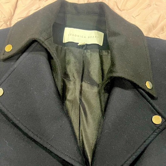 Veronica Beard Wool Trench coat with motorcycle and zipper detail sz 8 EUC - Picture 7 of 9